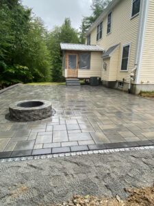 fireplace and deck